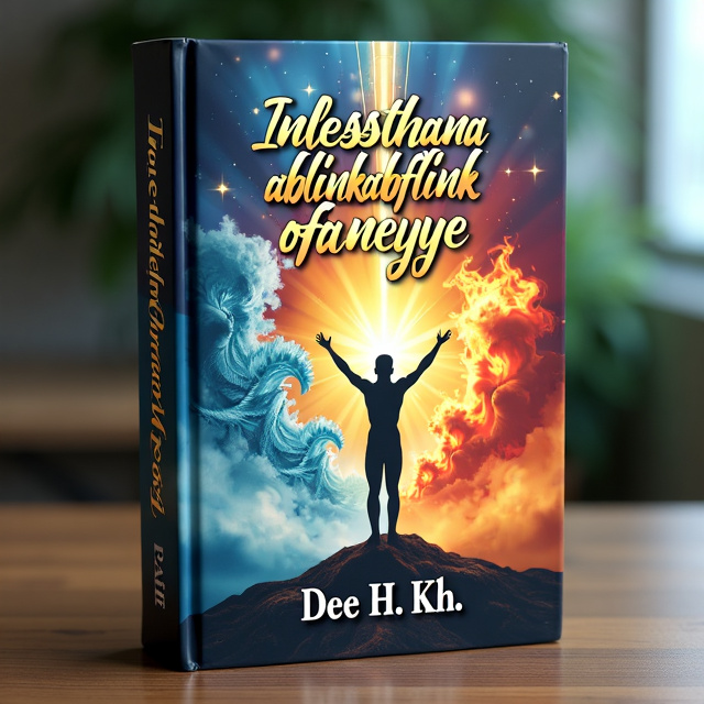 The cover depicts a human figure standing in the center, surrounded by elements of nature such as fire, water, wind, and soil. The human is shown with their arms raised, symbolizing a connection with divinity and spirituality. The background is filled with vibrant colors, representing happiness and positivity.