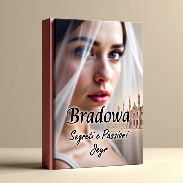 The cover features a close-up image of a beautiful woman's face, partially obscured by a transparent veil. Behind her, there is a faded image of a grand palace, symbolizing the Bradowa Palace. The colors used are cloud pink, white dove, and gold beige, creating a soft and luxurious feel.