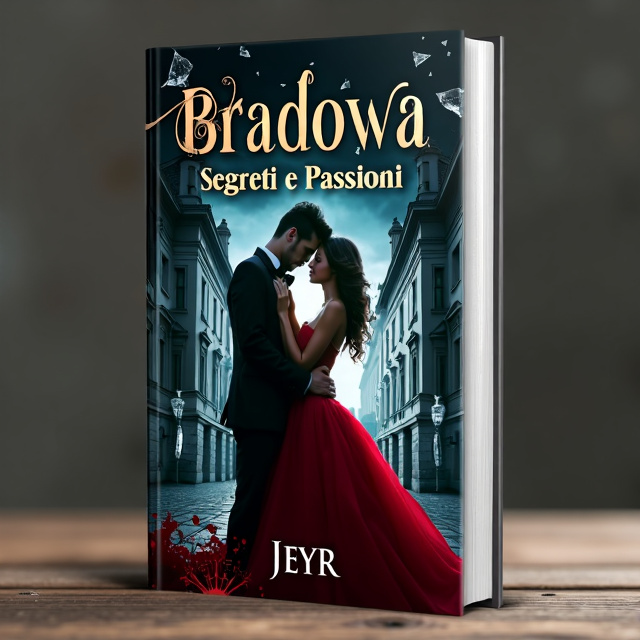 The cover features a couple in a passionate embrace, with the Bradowa Palace in the background. The couple is surrounded by a subtle aura of violence, represented by shattered glass and a hint of blood. The overall visual style is dark and mysterious, with a touch of elegance.