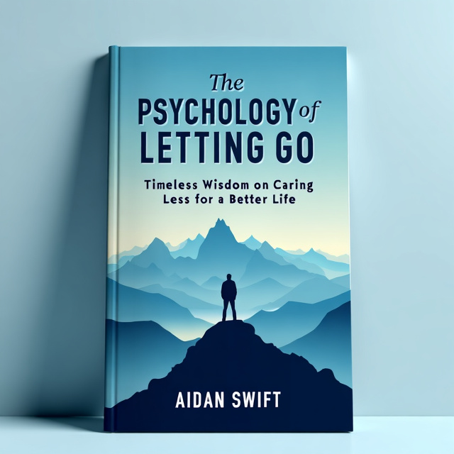 The cover features a majestic mountain range against a backdrop of a serene blue sky. The mountains are depicted in shades of blue and white, with a sense of depth and scale. The cover also includes a silhouette of a person standing at the summit, representing mental strength and overcoming challenges.