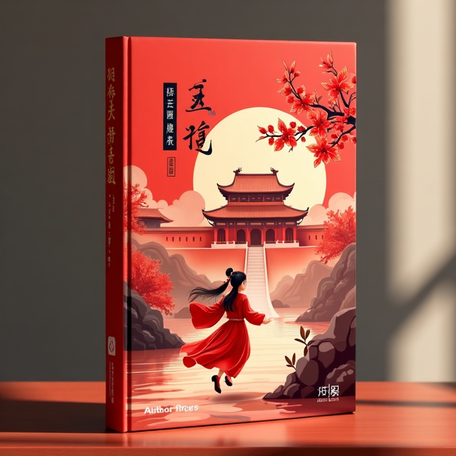 The cover features a vibrant red background with a Chinese palace in the center, showcasing the grandeur and elegance of the setting. In the foreground, there is a girl wearing a traditional red Hanfu dress, running towards the distance with determination. A branch of plum blossoms, symbolizing resilience and strength, adorns the top corner of the cover.