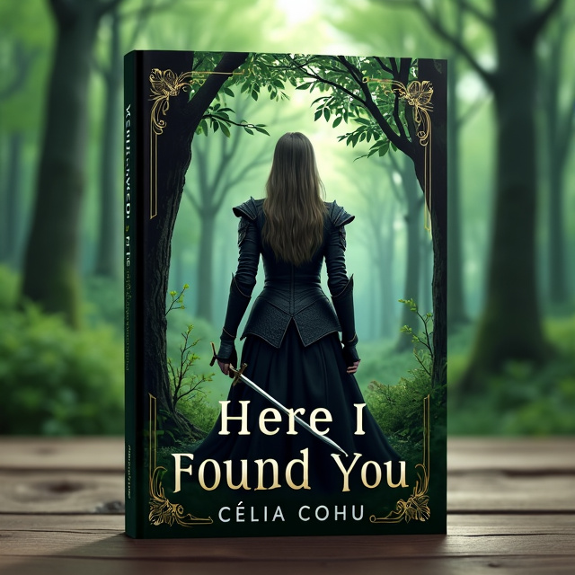 The cover features a lush green forest as the background, with tall trees stretching towards the sky. In the center of the cover stands a woman dressed in black armor, reminiscent of Geralt of Rivia. She holds a sword in her left hand, ready for battle. The woman has her back turned towards us, creating an air of mystery and intrigue.