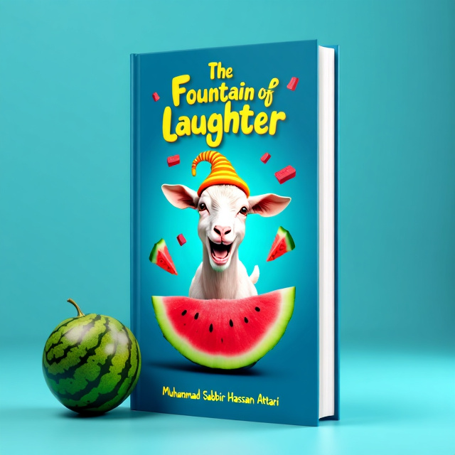 The cover features a mischievous goat wearing a colorful hat, surrounded by a watermelon and a squeaky shoe. The imagery is exaggerated and cute, capturing the playful nature of the book. The background is a bright blue color, representing the joyful and lighthearted theme of the book.
