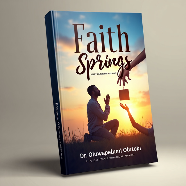The cover features a Christian man kneeling in prayer, looking up with hope and expectation. A hand is illustrated dropping a package from the sky, representing God's blessings being delivered to him. Another pair of hands is shown receiving the package, symbolizing the man's readiness to receive and embrace the transformational journey described in the book.