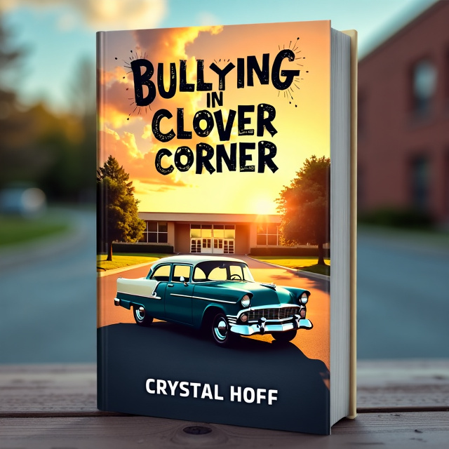 The cover features an illustration of an old Sedan parked in the parking lot of Clover Corner High School. The Sedan is surrounded by a golden glow, symbolizing hope and friendship. The school building is visible in the background, representing the high school setting of the book.