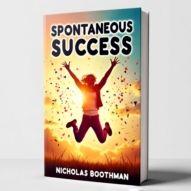 The cover features a vibrant and dynamic image of a person jumping in the air, filled with joy and freedom. The person is surrounded by colorful confetti, symbolizing celebration and success. The background is a gradient of warm colors, radiating positivity and energy.