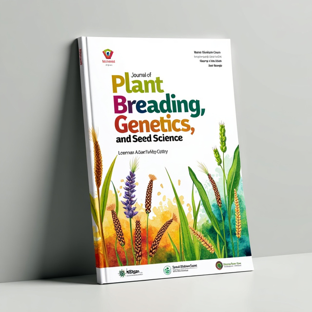 The cover features a vibrant and colorful watercolor illustration of different plants and seeds, representing the diverse agrobiodiversity showcased in the journal. In the center, the title "Journal of Genetics, Plant Breeding, and Seed Science" is prominently displayed, with each word in a different color to create visual interest. The ISSN is placed on the top right corner, and the volume and month of publication are aligned on the middle right. At the bottom, the logos of the Plant Breeding and Genetics Society of Nepal (PBaGSoN) and the Seed Quality Control Centre (SQCC) are displayed, along with the contact details and copyright information.
