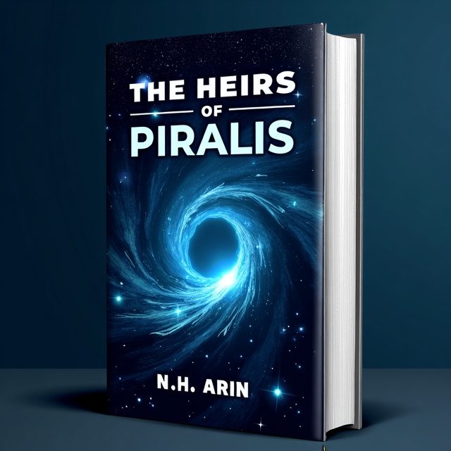 A dark blue background with stars scattered across it, and a central image of a swirling vortex, representing the space and time theme of the book. The title of the book is displayed in bold white letters at the top, with the author's name in smaller text at the bottom.