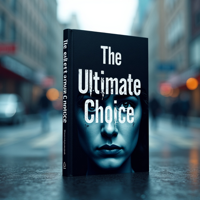 The cover features a close-up image of a person's face, with a sad and confused expression. The image is in black and white, with subtle hints of blue to evoke a sense of melancholy. The background is a blurred cityscape, symbolizing the overwhelming choices and confusion faced by the protagonist.