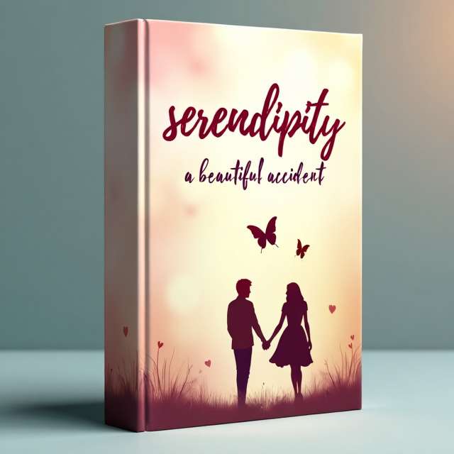 The cover features a soft and dreamy background in pastel colors, with a faint silhouette of a couple walking towards each other. Above them, a subtle heart-shaped pattern is overlaid, representing the serendipitous nature of their meeting. At the bottom, a delicate butterfly hovers, symbolizing the unexpected love that unfolds in the story.