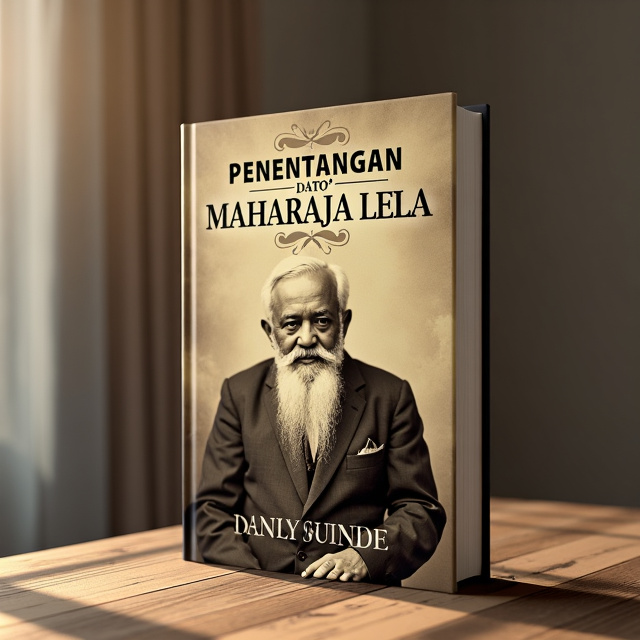 The cover features a captivating historical image of Dato' Maharaja Lela, with a sepia tone to evoke a sense of history. The title is prominently displayed at the top of the cover, with elegant and bold typography. The author's name is placed at the bottom, in a smaller and more subtle font, to ensure the focus remains on the title and image.