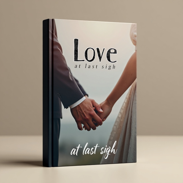 The cover features a close-up shot of a couple holding hands, with their fingers interlocked. The background is a soft, muted color palette that evokes a sense of melancholy. The title is positioned at the top of the cover, with the word "love" in a bold, elegant font and the phrase "at last sigh" in a more delicate script font, placed below the couple's hands.