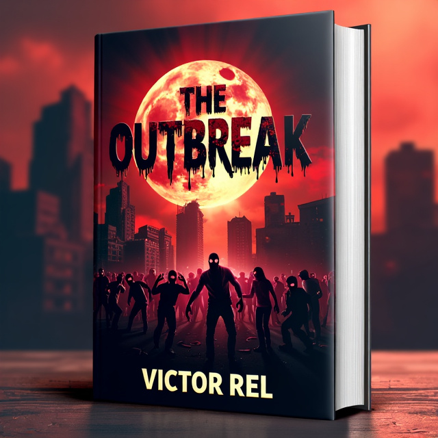 The cover features a ruined cityscape in the background, with crumbling buildings and a blood-red sky. In the foreground, there is an eerie full moon, partially obscured by dark clouds. In the center, a horde of menacing zombies is emerging from the shadows, their rotten flesh and glowing eyes adding to the sense of horror and chaos.