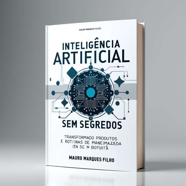The cover features a clean and minimalistic design, with a bold and modern aesthetic. The central element is a stylized illustration of a circuit board, symbolizing the concept of artificial intelligence. This circuit board is intricately designed, creating a sense of complexity and sophistication. Surrounding the circuit board are abstract geometric shapes, representing the transformation of products and routines. The overall color palette is predominantly white, with accents of blue and silver, enhancing the technological aspect of the book.