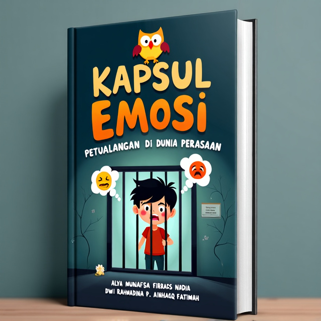 The cover features a child standing inside a jail cell, with angry and sad expressions on their face. The cell bars and cold, gray walls create a feeling of confinement and despair. A wise old owl is perched on top of the cell, representing wisdom and guidance. The child's emotions are depicted through thought bubbles above their head, showing a range of emotions including disgust and happiness.