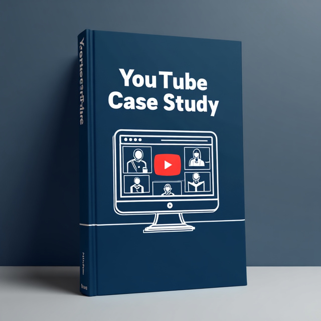 A dark blue background with a white illustration of a computer screen displaying the YouTube logo and the book title "You Tube Case Study" in bold white letters. The screen will also show images of people interacting with the platform, representing the social aspect of YouTube.