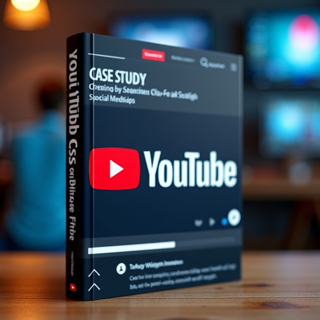 The cover features a close-up image of a computer screen displaying the YouTube logo in red and white. The screen is surrounded by a blurry background of people using social media platforms. The title "You Tube Case Study" is prominently displayed in bold white letters at the top of the cover.
