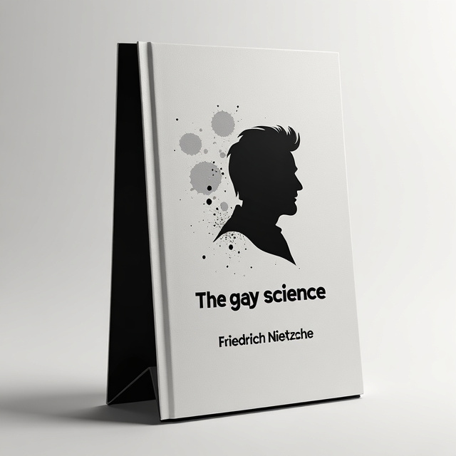 A minimalistic cover with a silhouette of Friedrich Nietzsche in a modern style. The silhouette will be in black against a white background, with subtle abstract shapes in shades of gray surrounding the silhouette.