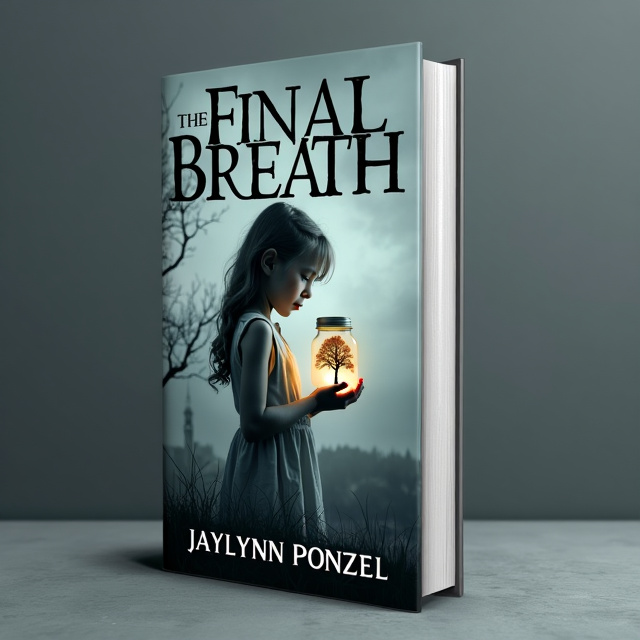 The cover features a girl holding a jar with a glowing tree inside, with a grey and empty sky as the background. The absence of plant life adds to the sense of desolation and fear.
