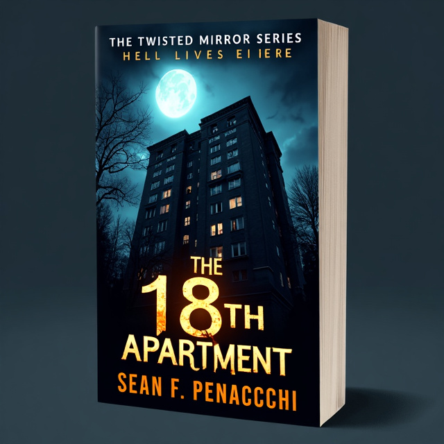 The cover showcases a haunting image of an apartment building engulfed in darkness under the glow of a full moon. Sinister silhouettes lurk in the windows and doorways, adding an eerie atmosphere.