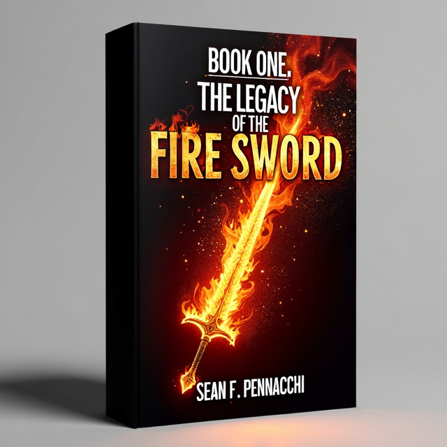 The cover features a close-up image of a burning fire sword against a dark background. The flames of the sword are vibrant and intense, with sparks flying off in all directions. The overall tone of the image is dark and mysterious, with hints of danger and power.