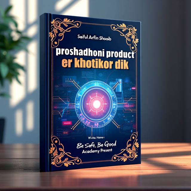 The cover features a vibrant and eye-catching image of a futuristic technology product. The image is surrounded by a beautifully decorated border, enhancing its visual appeal. The book title is prominently displayed above the image, while the author's name and the phrase "Be Safe, Be Good Academy Present" are elegantly placed below.