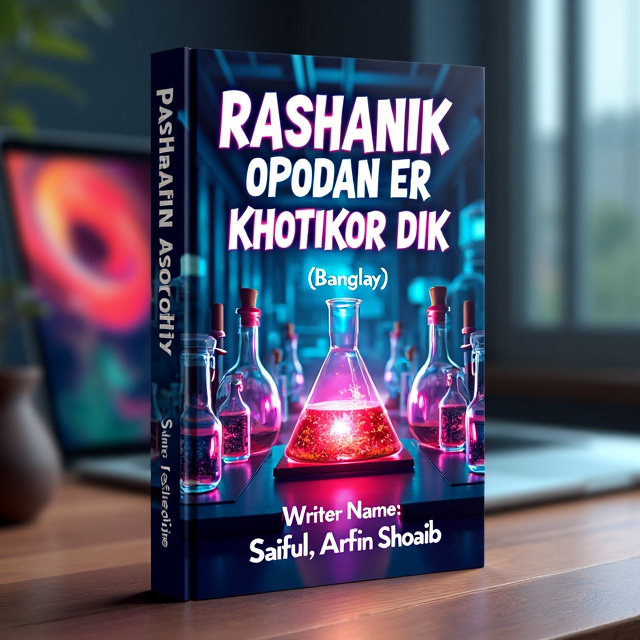 The cover features a striking image of a futuristic chemical laboratory, with vibrant colors and intricate details. The title of the book is prominently displayed at the top, while the author's name is placed in the center. At the bottom, the text "Be Safe, Be Good Academy Present" is written in a stylish font.