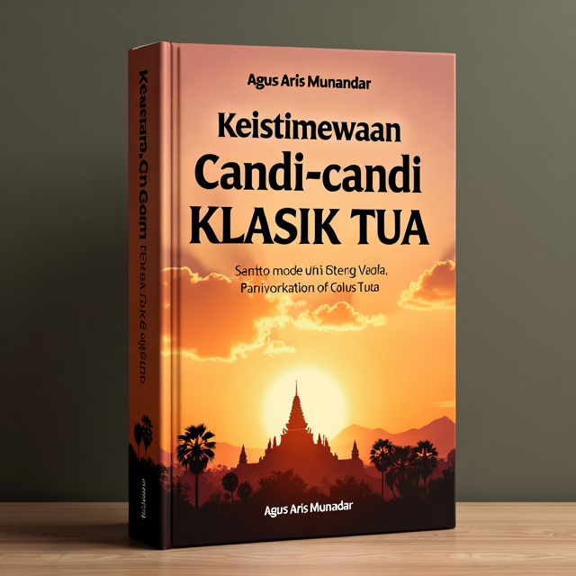 The cover features a breathtaking sunset scene from the 8th to 11th century, with warm orange and golden hues casting a serene and nostalgic atmosphere. In the foreground, there is a silhouette of an ancient temple, highlighting the book's focus on classic ancient temples. The image is framed by a subtle border, adding a touch of elegance to the design.