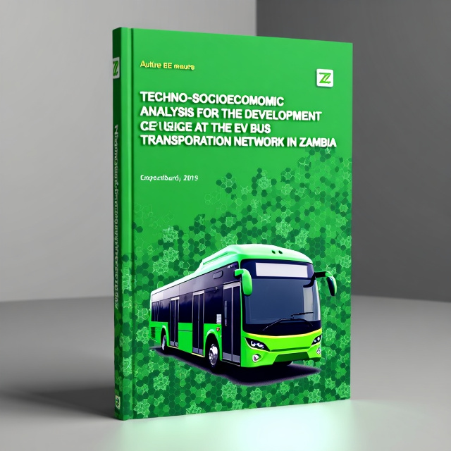The cover features a striking image of an electric bus on a green background, symbolizing the focus of the book on the development of an EV bus transportation network. The image is surrounded by a hexagonal grid pattern, representing the grid analysis aspect of the book.