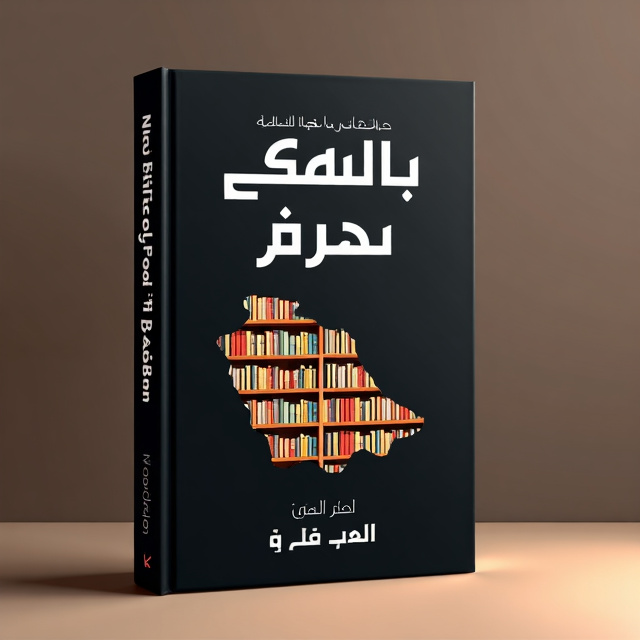 The cover features a black background with a central image of a bookshelf filled with books. The books are arranged in a way that creates the shape of Saudi Arabia. The title of the book is placed at the top of the cover in white, elegant typography, while the author's name is displayed at the bottom in a similar style.