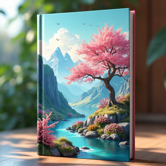 The cover features a stunning digital art depiction of a serene natural landscape, with vibrant colors and intricate details. A central focal point is a magnificent tree, surrounded by blooming flowers, flowing rivers, and majestic mountains. The composition creates a sense of beauty, tranquility, and appreciation for the arts.