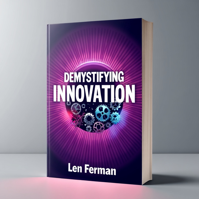 The cover features a vibrant purple background with a burst of colorful rays emanating from the center. In the middle, a striking image of gears symbolizes innovation and technological advancement. The book title is displayed prominently in bold, white, modern typography, while the author name appears in a more elegant font at the bottom.