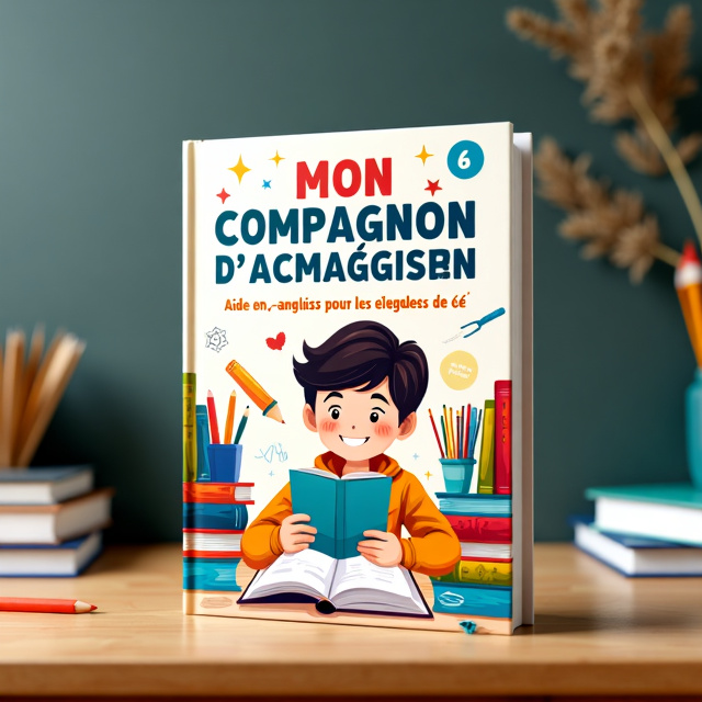 The cover features a colorful and vibrant illustration of a student studying English, surrounded by books and educational materials. The student is shown with a determined and focused expression, highlighting the theme of learning and improvement.