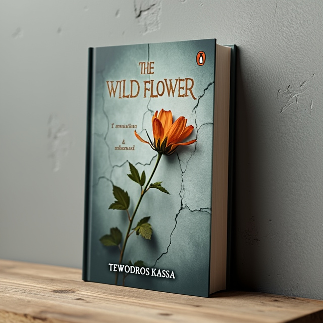 The cover features a cracked gray wall as the background, symbolizing the passage of time and the nostalgic theme of the book. In the foreground, there is a wilting wild flower, representing the fragility of life and emotions. The elements are arranged in a way that draws the viewer's attention to the flower, creating a focal point.