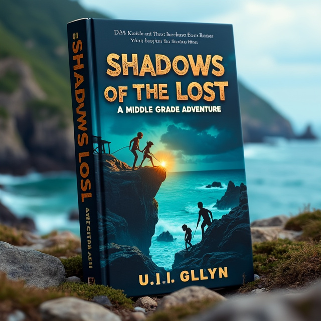 The cover features a close-up of an ancient stone pendant with a subtle mystical glow, placed in the foreground. In the background, there is a seaside cliff with two teen boys scaling it, being chased by shadowy thugs. The setting creates a sense of adventure and mystery.