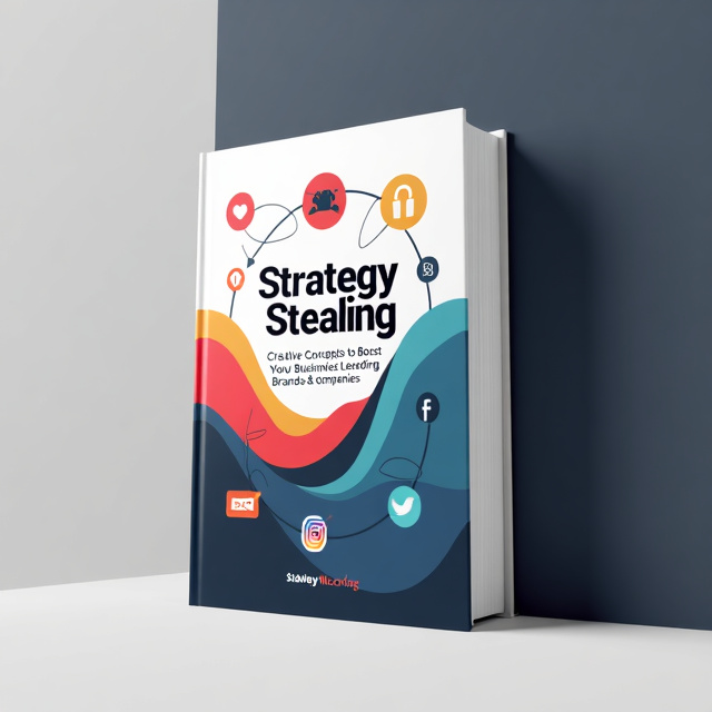The cover features a modern, sleek design with a background of contrasting colors. In the center, there is a bold, abstract icon that represents strategy and creativity. Surrounding the icon are various smaller icons and symbols that represent leading brands and companies.