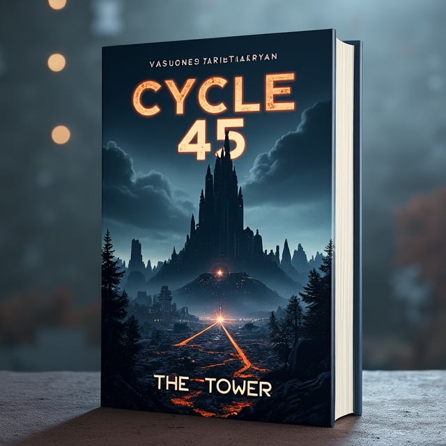 The cover features a dark, futuristic cityscape with a towering fortress at the center, representing The Tower. Scavenger camps and suburbs are shown in the outskirts, depicting the contrast between the ruling class and the rebels. The overall atmosphere is dystopian and foreboding.