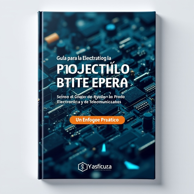 The cover features a clean and modern design with an image of a well-crafted electronic circuit board forming the background. The image is overlaid with a transparent geometric grid pattern, symbolizing the meticulous process of project profiling. In the center, the title "Guía para la Elaboración de Perfiles de Proyectos de Grado en Electrónica y de Telecomunicaciones Un Enfoque Práctico" is prominently displayed in bold white letters.