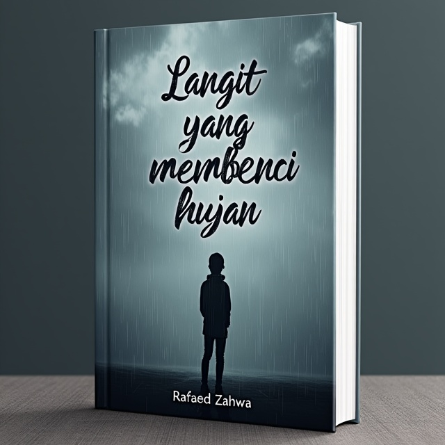 The cover features a silhouette of a person standing beneath a gray, cloudy sky. Rain is falling gently, creating a sense of melancholy and longing. The person's posture suggests confusion and sadness, reflecting the emotional themes of the book.