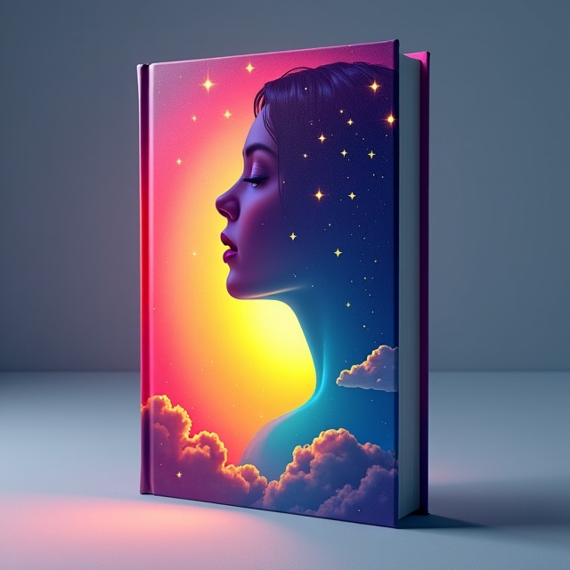 The cover features a vibrant rainbow as the primary visual element, with a silhouette of a woman's face in the foreground. The woman's face is partially obscured, creating an air of mystery. Dream-like elements, such as stars and clouds, are scattered throughout the composition, adding to the sense of wonder and intrigue.