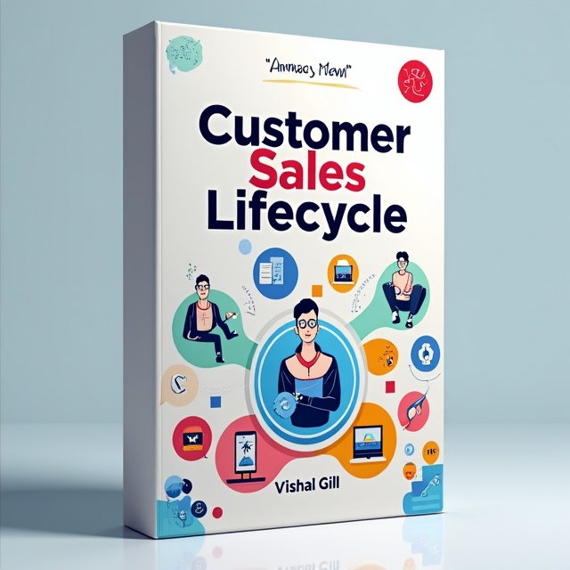 The cover features a vibrant and dynamic illustration of a customer's journey, starting from the initial contact to the final purchase. It showcases different stages of the sales process, such as prospecting, negotiation, and closing the deal. The illustration is placed in the center of the cover, surrounded by colorful icons representing various aspects of customer sales.