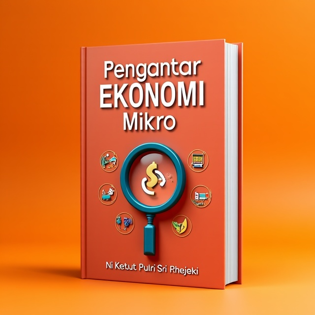 The cover features a close-up image of a magnifying glass hovering over a collection of small icons representing different concepts in microeconomics. The icons are arranged in a circular pattern, with the magnifying glass positioned in the center, highlighting the importance of analyzing and understanding the details in this field.