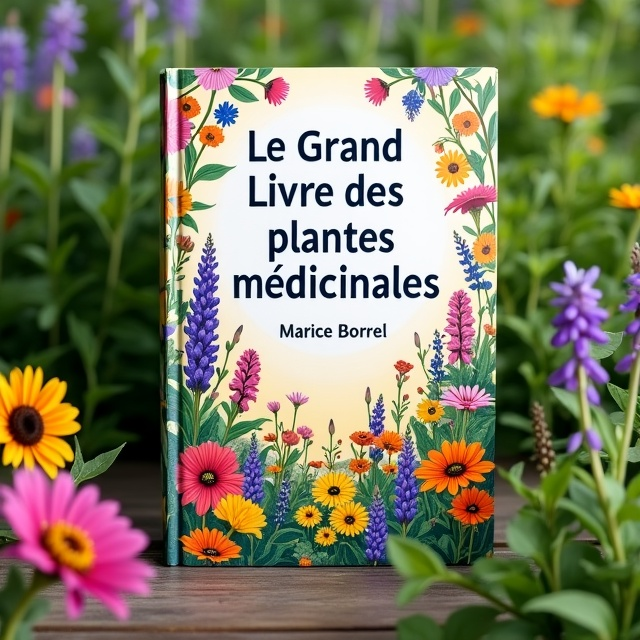 The cover features a vibrant and lush garden scene, with various medicinal plants in full bloom. In the foreground, there is a close-up of a few selected plants, showcasing their unique characteristics. The overall tone is warm and inviting, with a focus on nature and health.