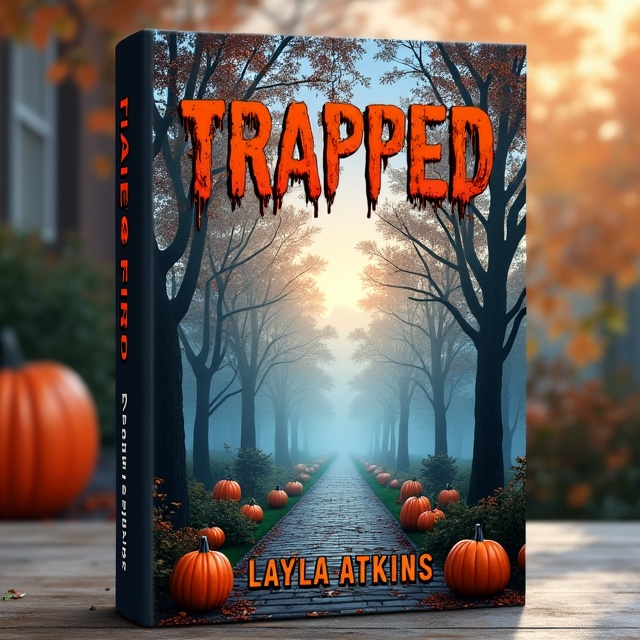 The cover features a beautiful and serene suburban neighborhood on a sunny fall day. Halloween decorations are subtly incorporated, adding an eerie touch to the scene. A light gray fog hovers in the background, creating a sense of mystery and confusion.