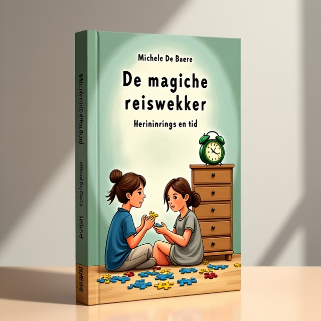 The cover features an illustration of a teenage girl sitting at a table with her grandmother. They are engaged in doing puzzles together, representing a sense of innocence, joy, and discovery. In the background, there is a tall dresser cabinet with a green travel alarm clock on top, subtly standing out in the illustration.