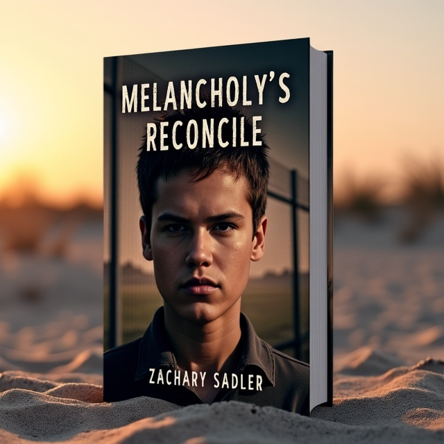 The cover features a close-up of Jakob's face, with the tall fence in the background. The sandy ground and the setting sun create a somber and melancholic atmosphere.