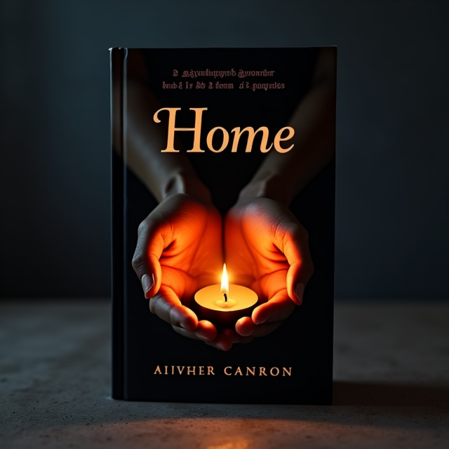 The cover features a close-up image of a person's hands holding a small, lit candle, surrounded by darkness. The candle's flame is casting a warm, soft glow on the hands and illuminating a faint silhouette of a house in the background.