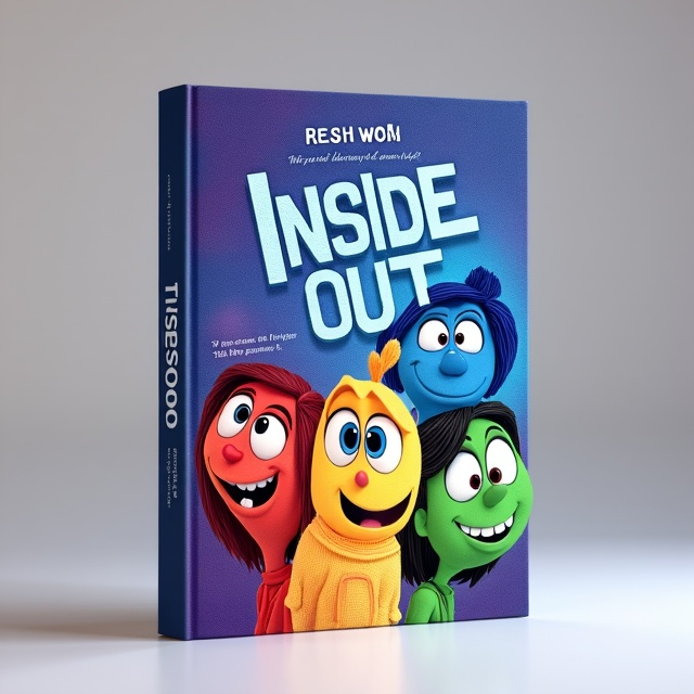 The cover features a central image of the five main characters from Inside Out - Joy, Anger, Sadness, Disgust, and Fear. Each character is shown in a different emotion, with Joy being the prominent figure in the center. The background is a mix of bright and vibrant colors to convey the playful and emotional nature of the book.