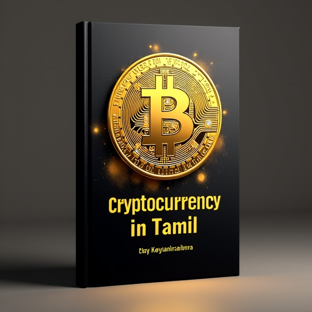 The cover features a bold and eye-catching design with a large golden bitcoin symbol in the center, representing the focus on cryptocurrency. Behind the symbol, there is a background of black and yellow gradient, creating a sense of energy and excitement. The title of the book, "Cryptocurrency Investment in Tamil," is placed below the symbol in bold yellow letters to ensure easy readability.