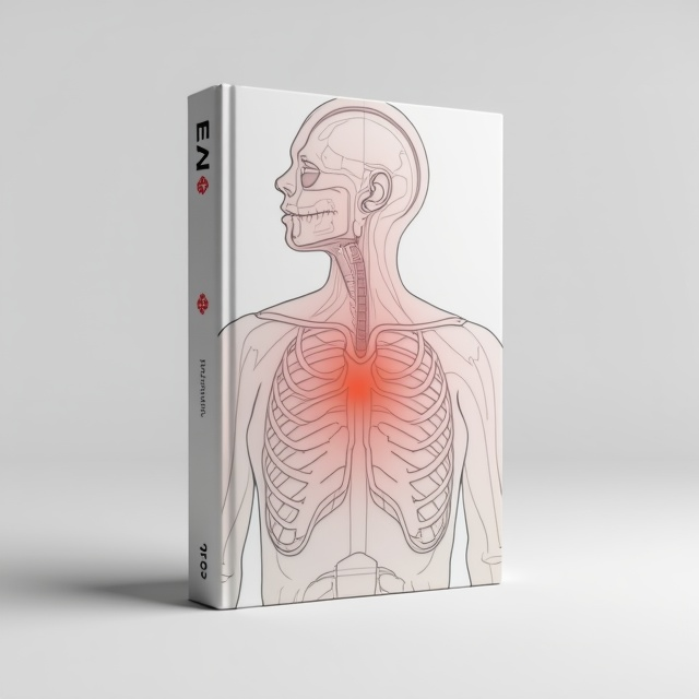 The cover features a faded illustration of a human body, specifically the thorax and head and neck region. The central element is a highlighted thyroid gland, representing the focus of the book. The overall style is modern and clean, with sharp lines and minimalistic details.